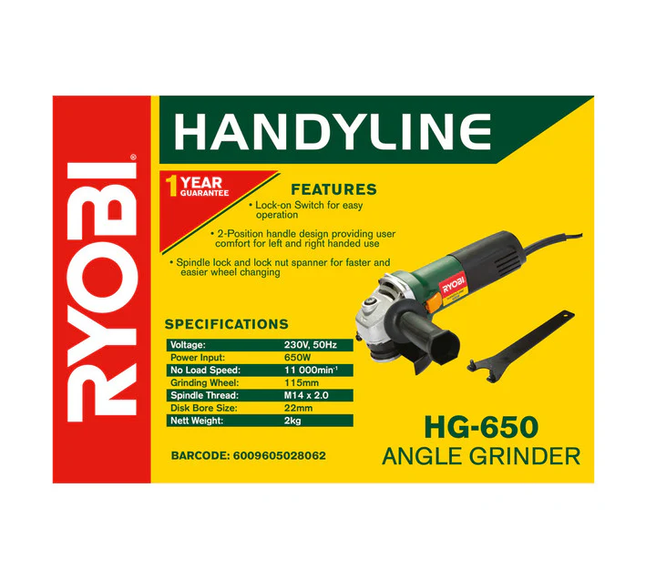 Ryobi Handyline Angle Grinder 650W 115mm - Image 2